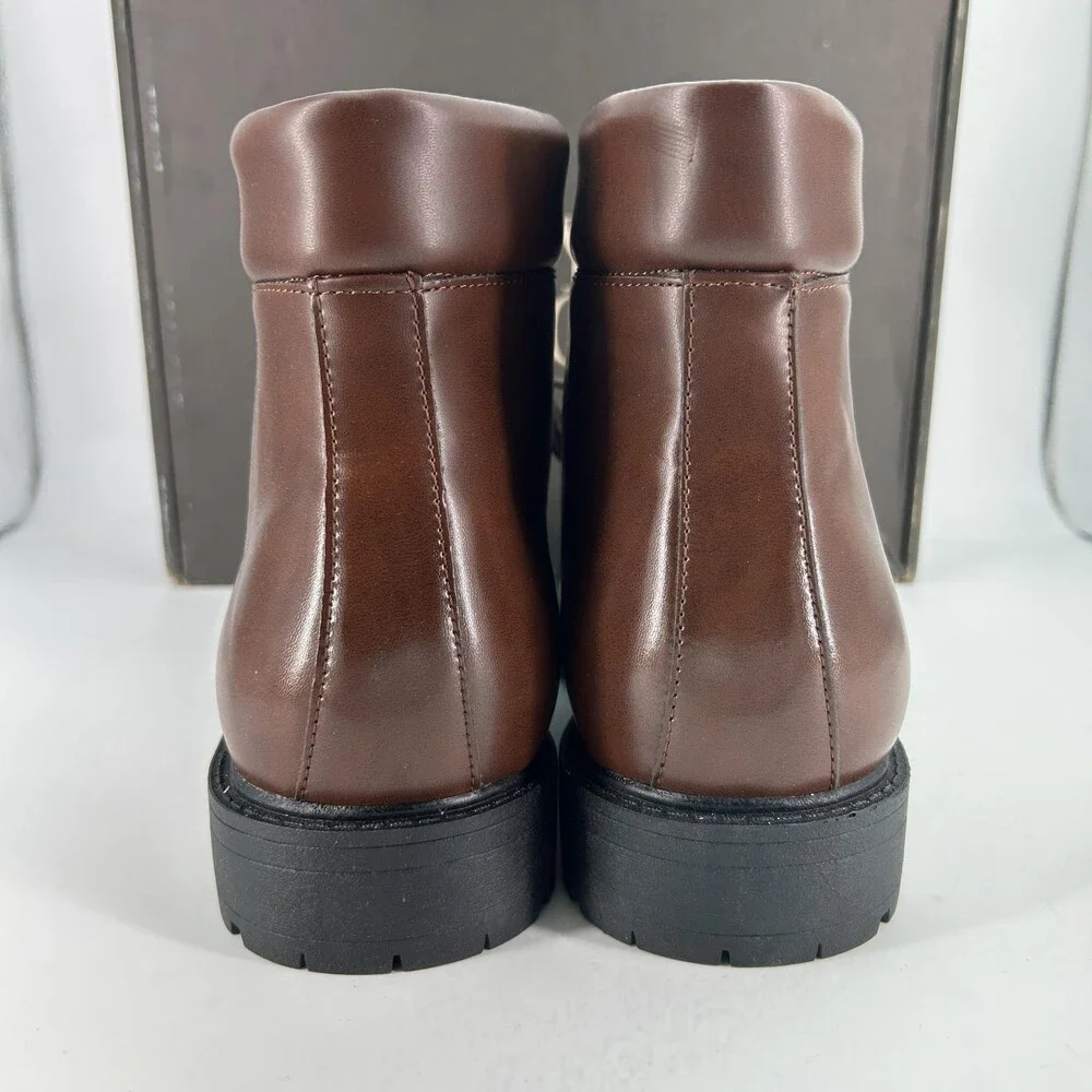 NY&C Matt Combat Boots Mens Size 11 Brown Coffee Cap Toe Lace Up Ankle NY1283